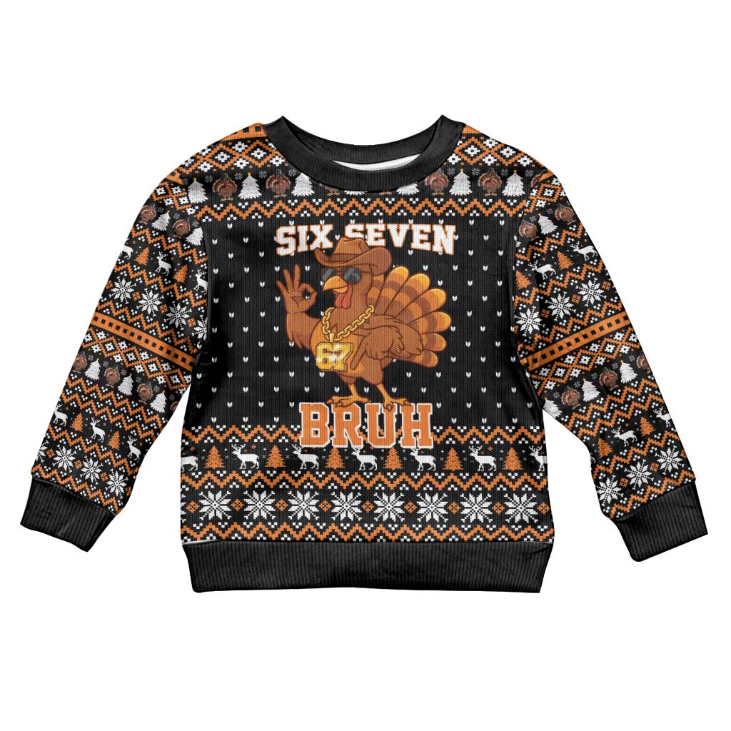 Thanksgiving Turkey Six Seven Bruh Kid Ugly Christmas Sweater Meme Gen Alpha Slang - Wonder Print Shop