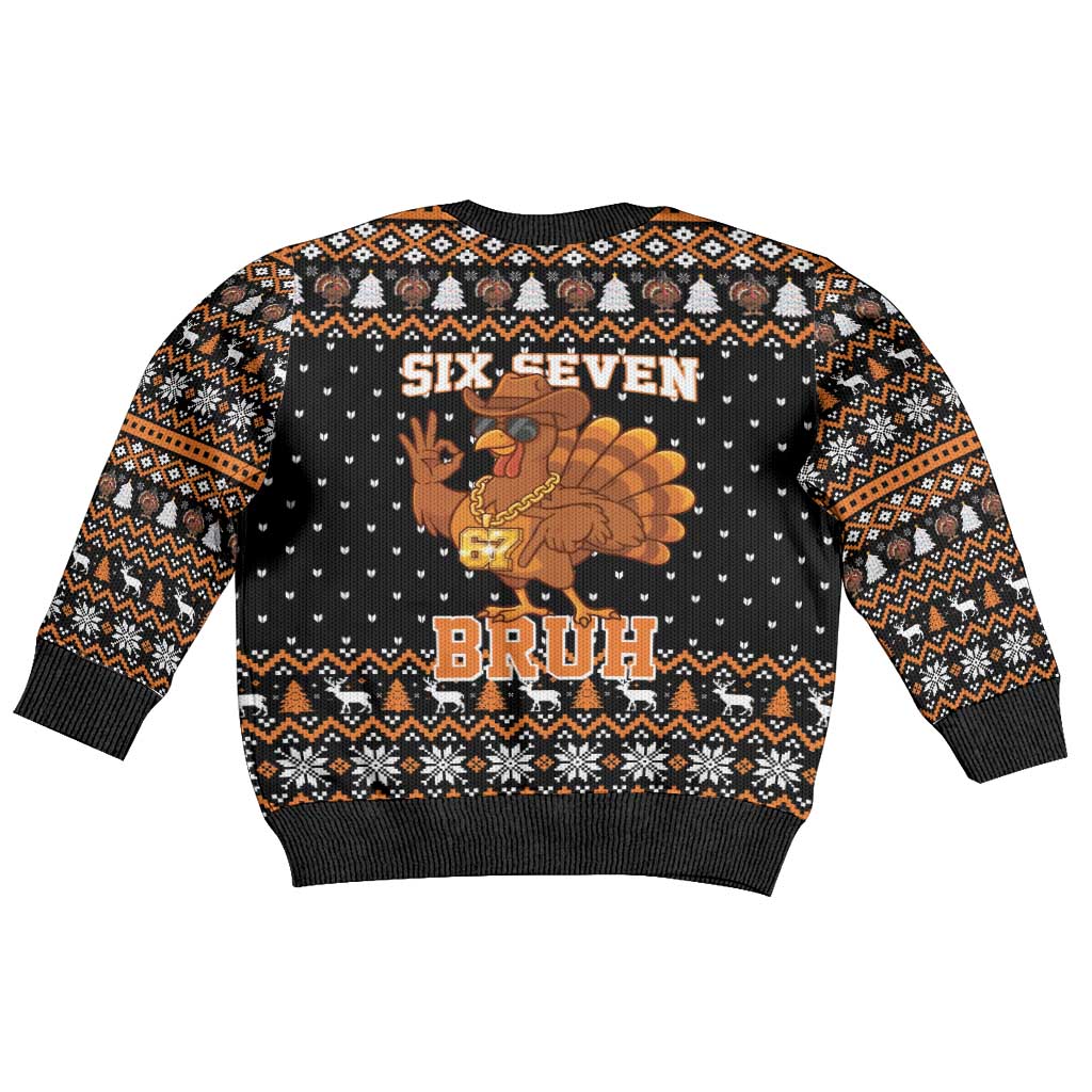 Thanksgiving Turkey Six Seven Bruh Kid Ugly Christmas Sweater Meme Gen Alpha Slang - Wonder Print Shop
