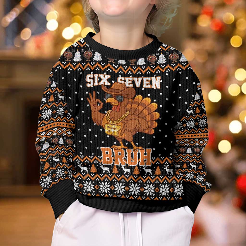 Thanksgiving Turkey Six Seven Bruh Kid Ugly Christmas Sweater Meme Gen Alpha Slang - Wonder Print Shop