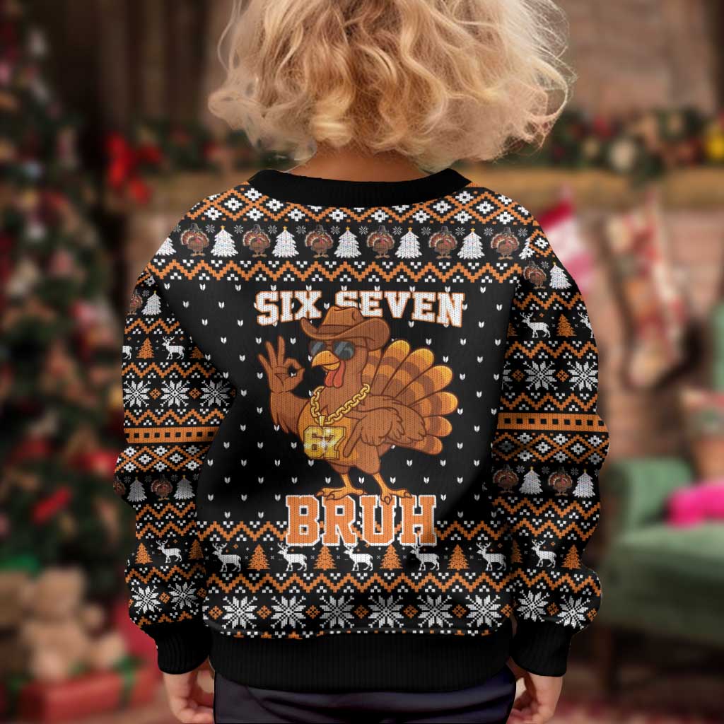 Thanksgiving Turkey Six Seven Bruh Kid Ugly Christmas Sweater Meme Gen Alpha Slang - Wonder Print Shop