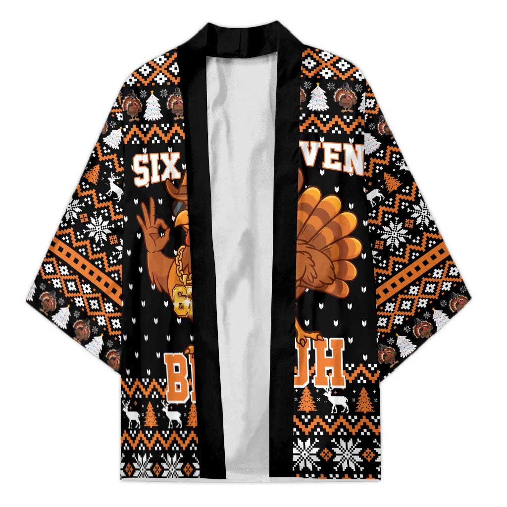 Thanksgiving Turkey Six Seven Bruh Kimono Meme Gen Alpha Slang - Wonder Print Shop