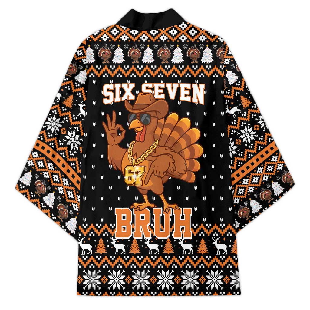 Thanksgiving Turkey Six Seven Bruh Kimono Meme Gen Alpha Slang - Wonder Print Shop