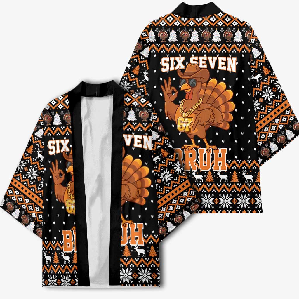 Thanksgiving Turkey Six Seven Bruh Kimono Meme Gen Alpha Slang - Wonder Print Shop