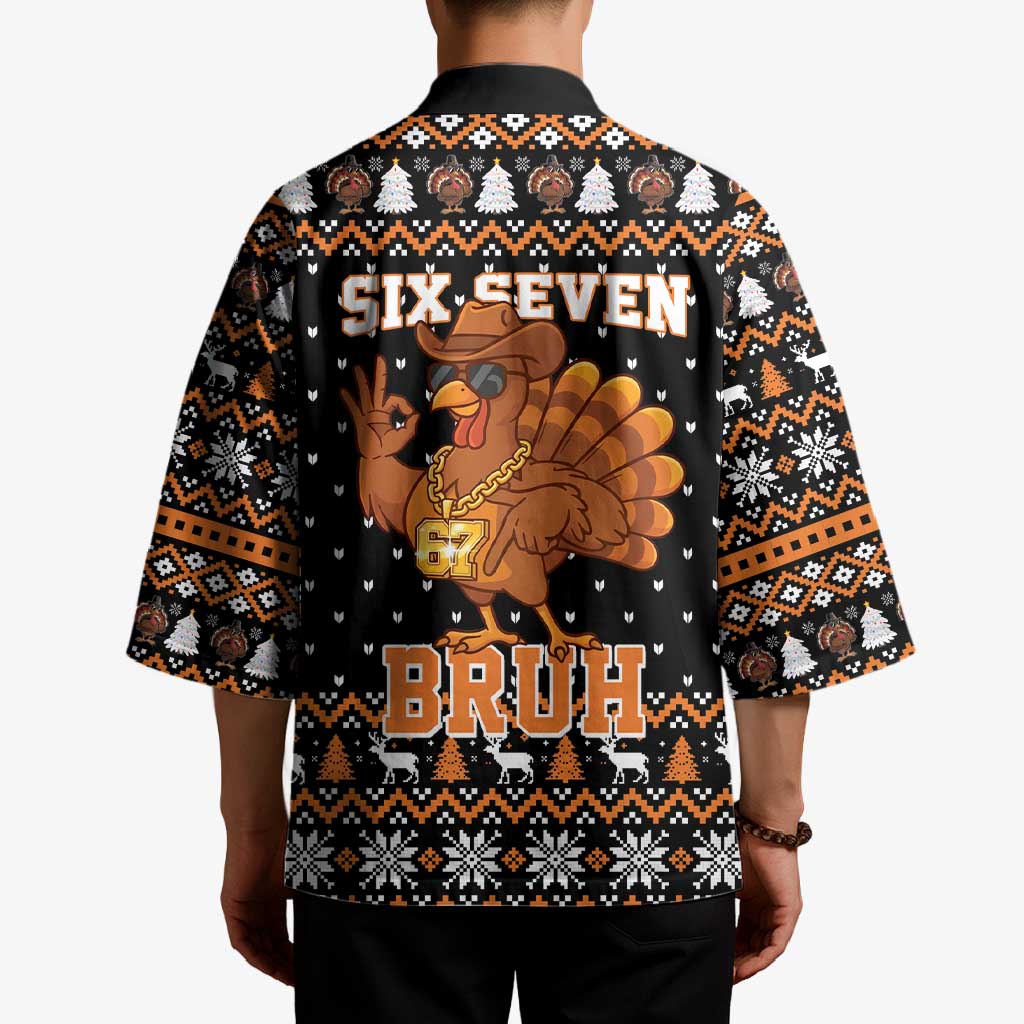Thanksgiving Turkey Six Seven Bruh Kimono Meme Gen Alpha Slang - Wonder Print Shop