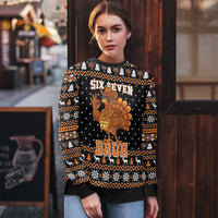Thanksgiving Turkey Six Seven Bruh Ugly Christmas Sweater Meme Gen Alpha Slang - Wonder Print Shop
