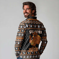 Thanksgiving Turkey Six Seven Bruh Long Sleeve Polo Shirt Meme Gen Alpha Slang - Wonder Print Shop