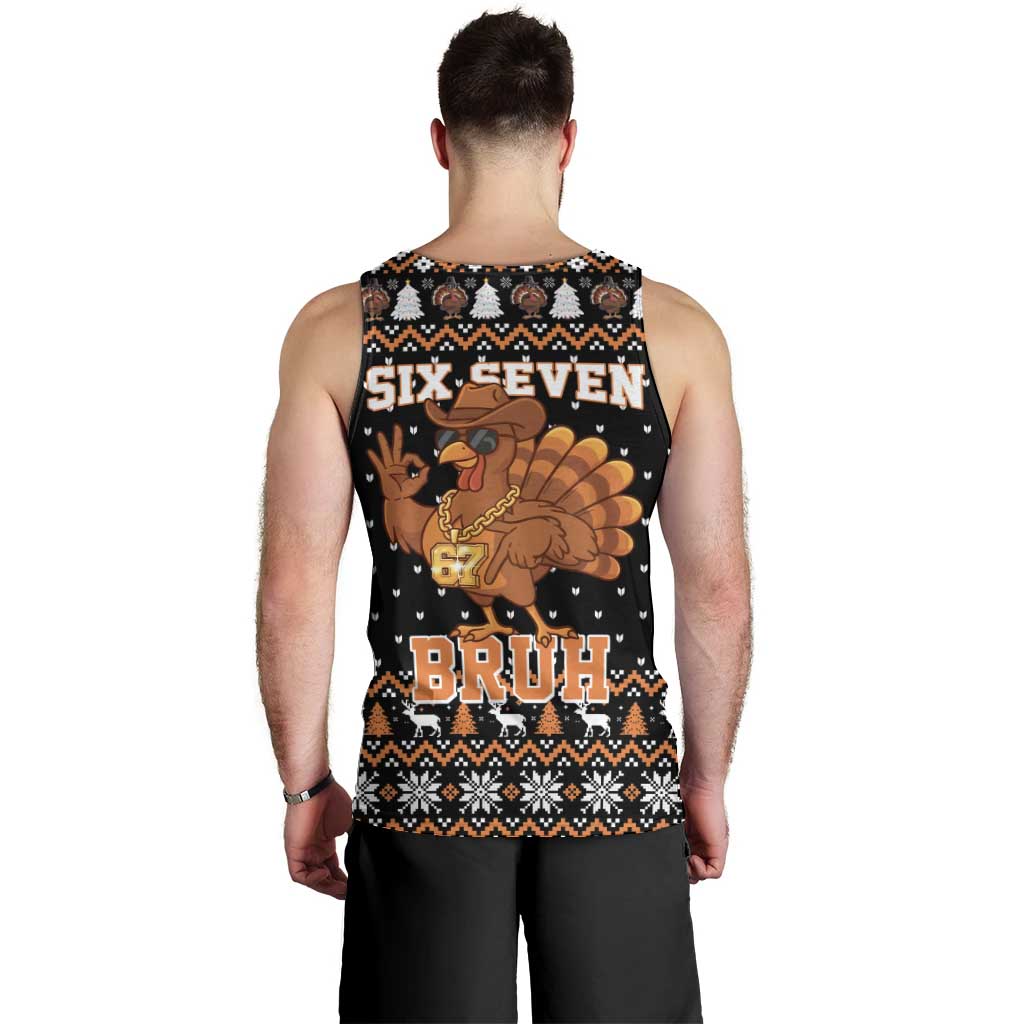 Thanksgiving Turkey Six Seven Bruh Men Tank Top Meme Gen Alpha Slang - Wonder Print Shop