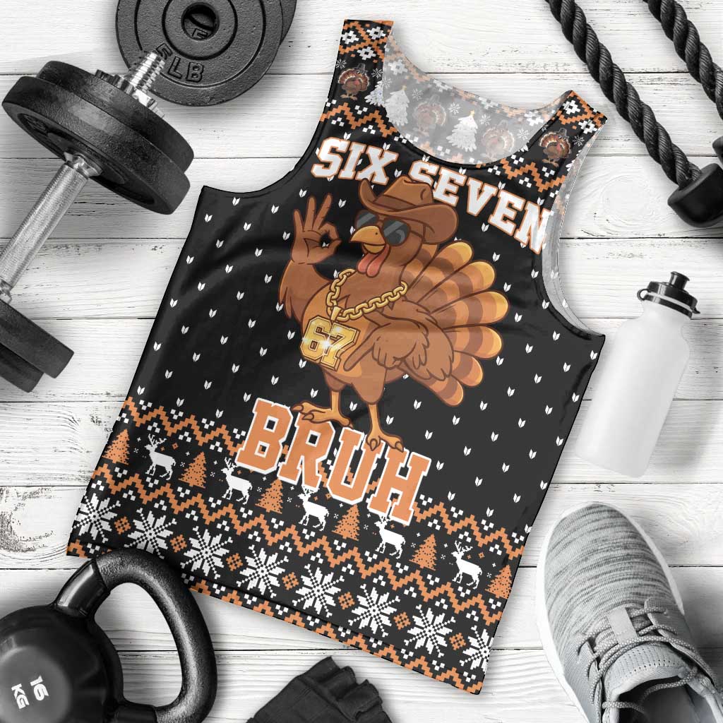 Thanksgiving Turkey Six Seven Bruh Men Tank Top Meme Gen Alpha Slang - Wonder Print Shop