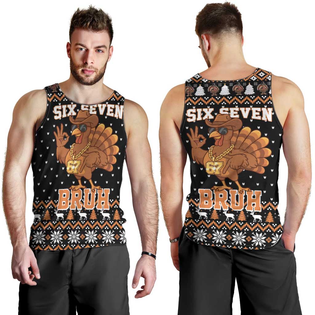 Thanksgiving Turkey Six Seven Bruh Men Tank Top Meme Gen Alpha Slang - Wonder Print Shop