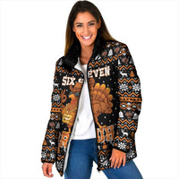 Thanksgiving Turkey Six Seven Bruh Padded Jacket Meme Gen Alpha Slang - Wonder Print Shop