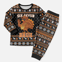 Thanksgiving Turkey Six Seven Bruh Christmas Pajama Set Meme Gen Alpha Slang - Wonder Print Shop