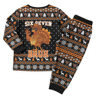 Thanksgiving Turkey Six Seven Bruh Christmas Pajama Set Meme Gen Alpha Slang - Wonder Print Shop