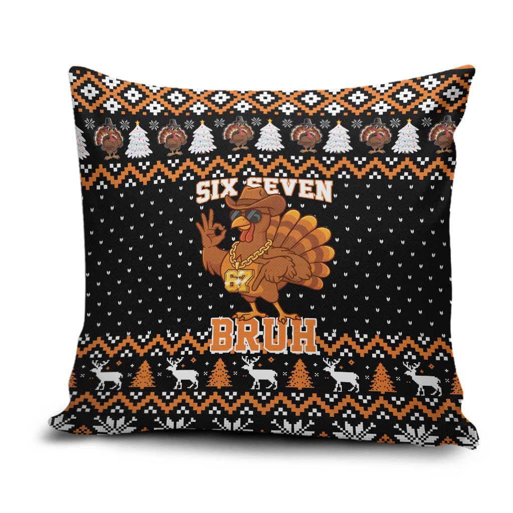 Thanksgiving Turkey Six Seven Bruh Pillow Cover Meme Gen Alpha Slang - Wonder Print Shop