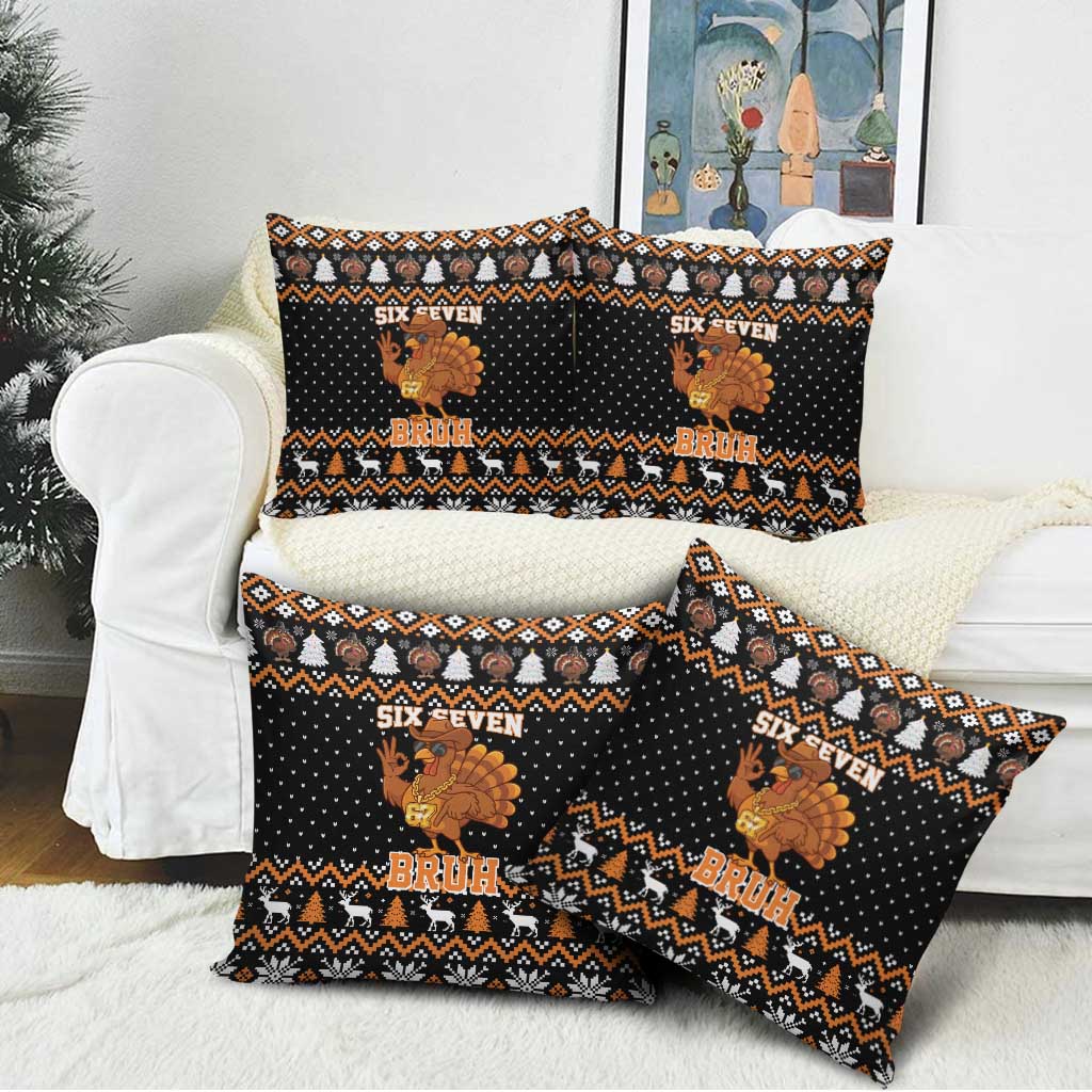 Thanksgiving Turkey Six Seven Bruh Pillow Cover Meme Gen Alpha Slang - Wonder Print Shop