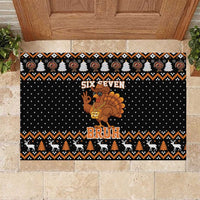 Thanksgiving Turkey Six Seven Bruh Rubber Doormat Meme Gen Alpha Slang - Wonder Print Shop