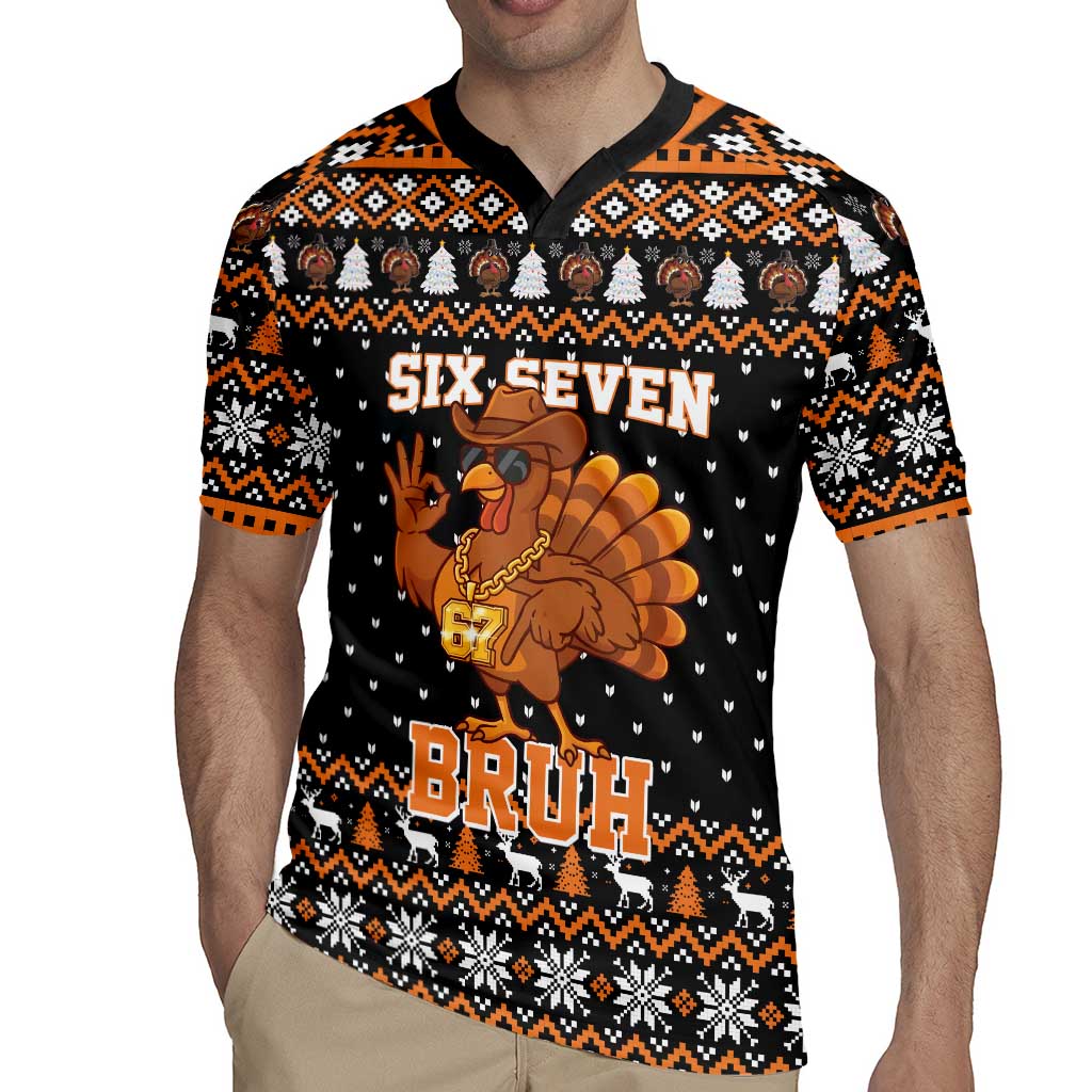 Thanksgiving Turkey Six Seven Bruh Rugby Jersey Meme Gen Alpha Slang - Wonder Print Shop