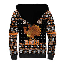 Thanksgiving Turkey Six Seven Bruh Sherpa Hoodie Meme Gen Alpha Slang - Wonder Print Shop