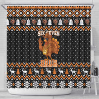 Thanksgiving Turkey Six Seven Bruh Shower Curtain Meme Gen Alpha Slang - Wonder Print Shop