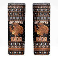 Thanksgiving Turkey Six Seven Bruh Skinny Tumbler Meme Gen Alpha Slang - Wonder Print Shop