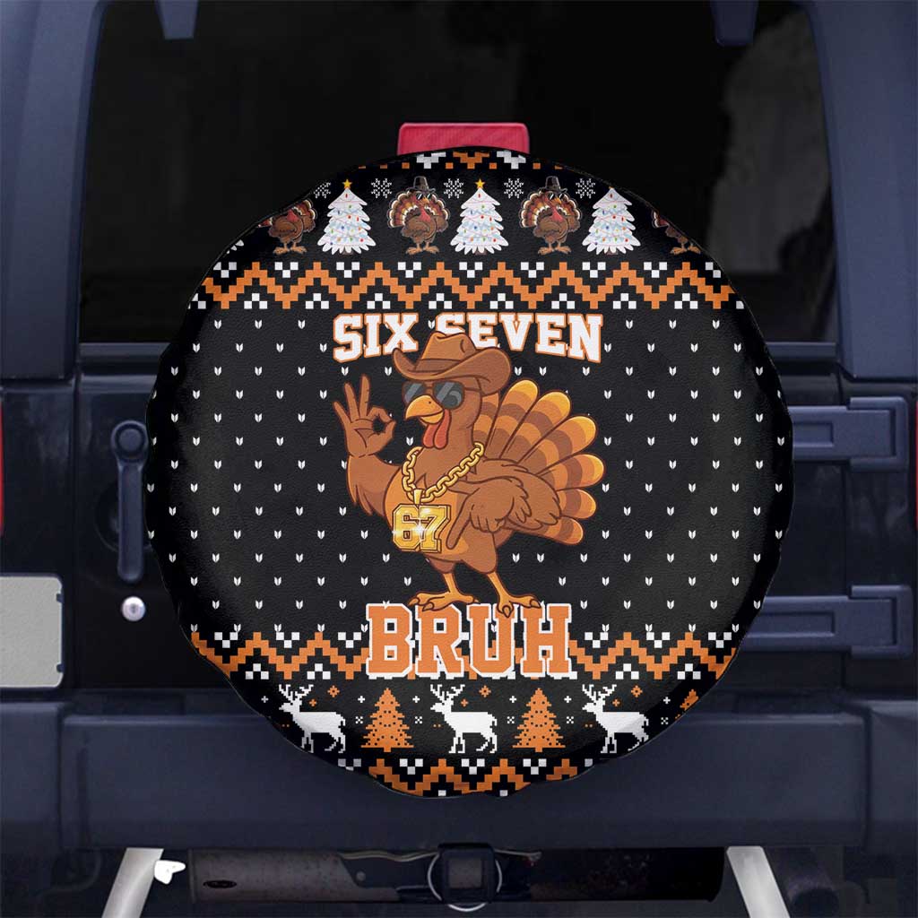 Thanksgiving Turkey Six Seven Bruh Spare Tire Cover Meme Gen Alpha Slang - Wonder Print Shop