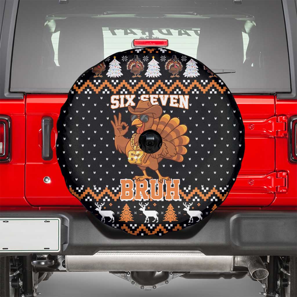 Thanksgiving Turkey Six Seven Bruh Spare Tire Cover Meme Gen Alpha Slang - Wonder Print Shop