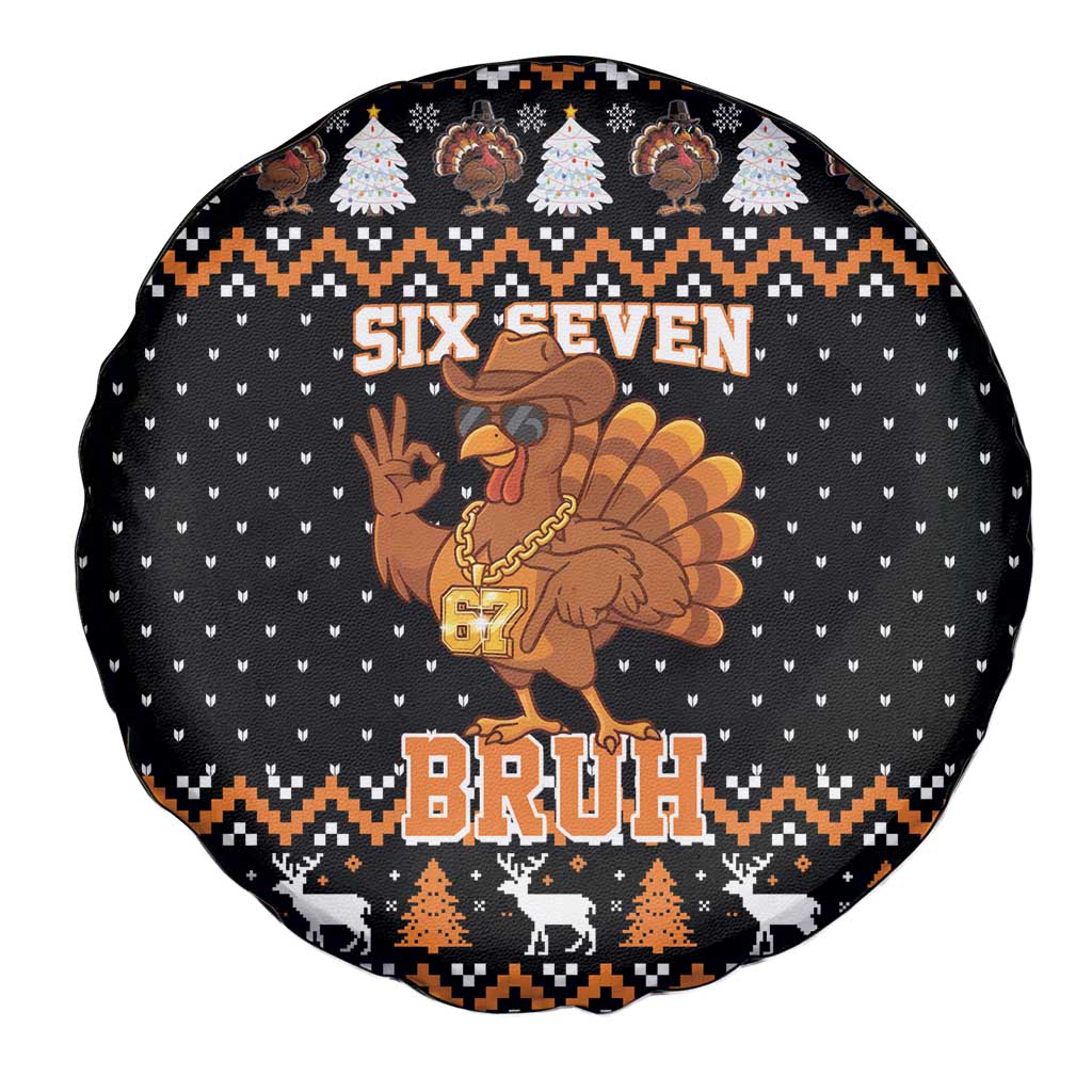 Thanksgiving Turkey Six Seven Bruh Spare Tire Cover Meme Gen Alpha Slang - Wonder Print Shop