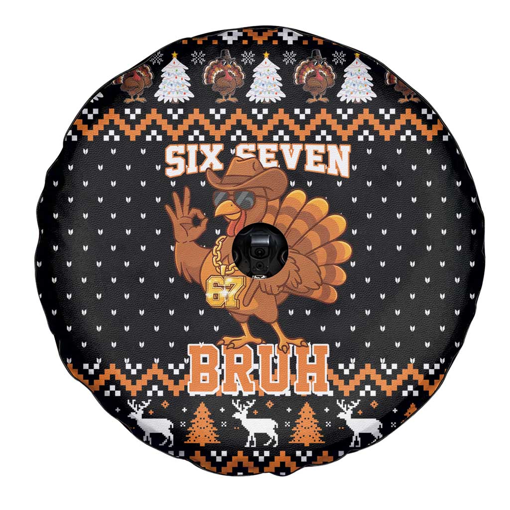 Thanksgiving Turkey Six Seven Bruh Spare Tire Cover Meme Gen Alpha Slang - Wonder Print Shop