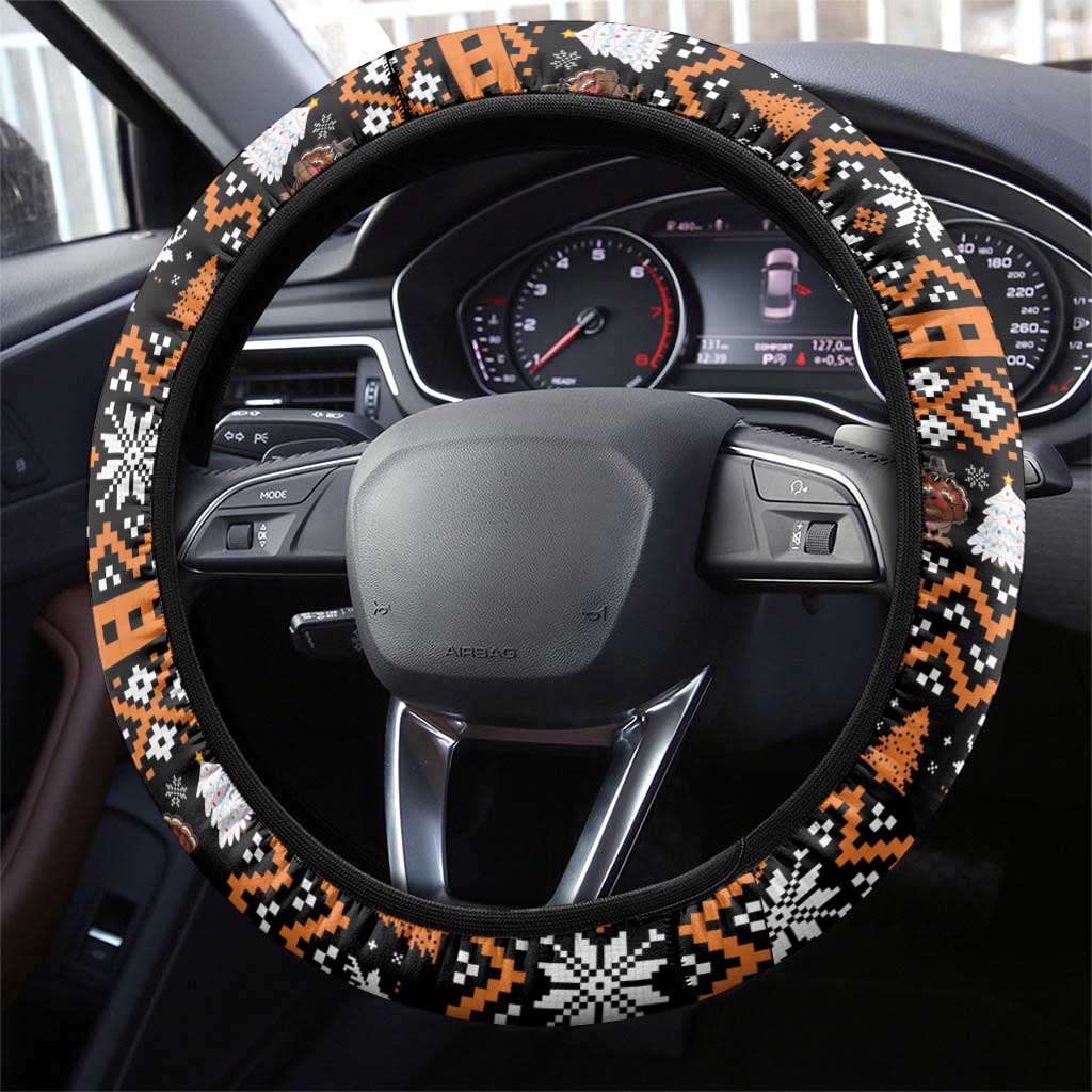 Thanksgiving Turkey Six Seven Bruh Steering Wheel Cover Meme Gen Alpha Slang - Wonder Print Shop