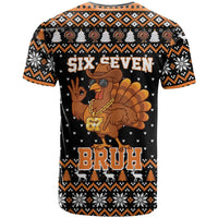 Thanksgiving Turkey Six Seven Bruh T Shirt Meme Gen Alpha Slang - Wonder Print Shop