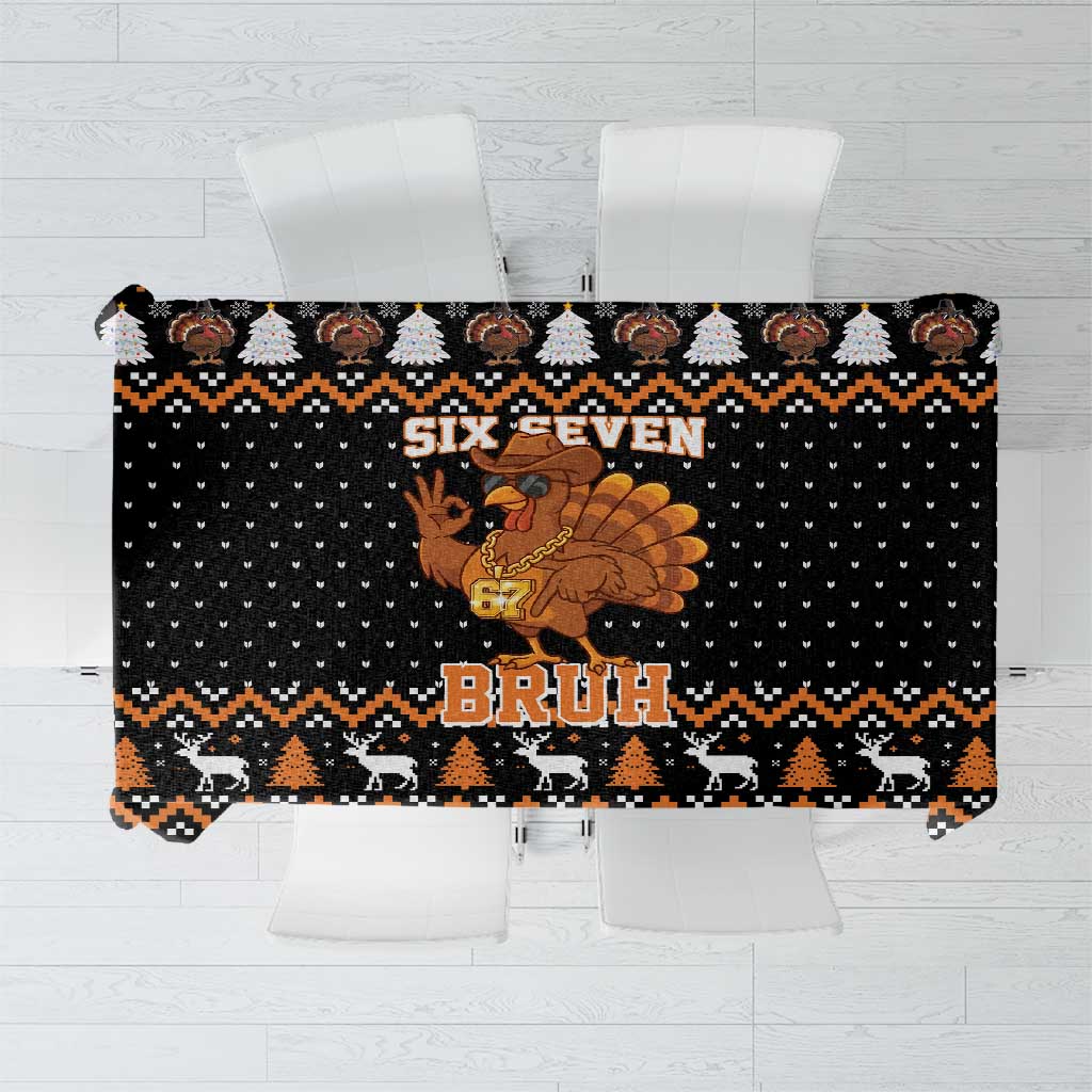 Thanksgiving Turkey Six Seven Bruh Tablecloth Meme Gen Alpha Slang - Wonder Print Shop