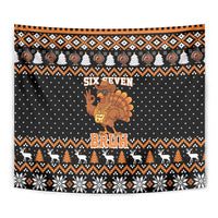 Thanksgiving Turkey Six Seven Bruh Tapestry Meme Gen Alpha Slang - Wonder Print Shop
