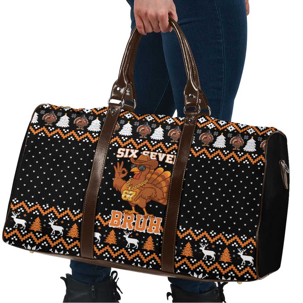 Thanksgiving Turkey Six Seven Bruh Travel Bag Meme Gen Alpha Slang - Wonder Print Shop