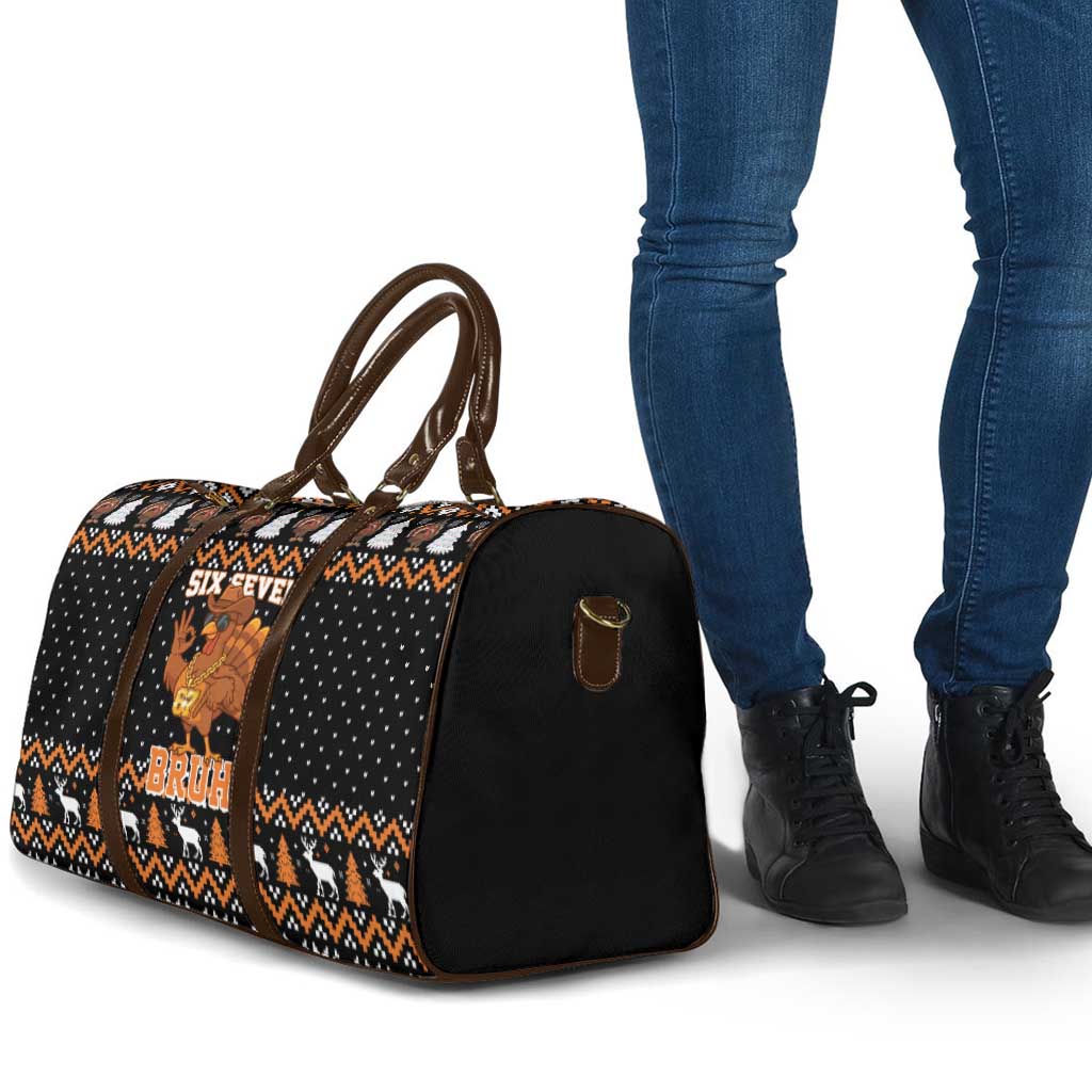 Thanksgiving Turkey Six Seven Bruh Travel Bag Meme Gen Alpha Slang - Wonder Print Shop