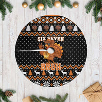 Thanksgiving Turkey Six Seven Bruh Tree Skirt Meme Gen Alpha Slang - Wonder Print Shop