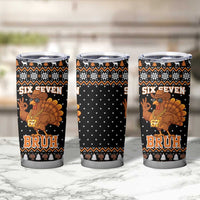 Thanksgiving Turkey Six Seven Bruh Tumbler Cup Meme Gen Alpha Slang - Wonder Print Shop