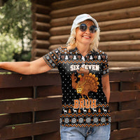 Thanksgiving Turkey Six Seven Bruh Women Polo Shirt Meme Gen Alpha Slang - Wonder Print Shop