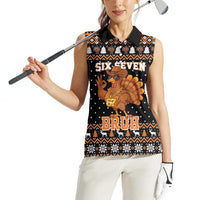 Thanksgiving Turkey Six Seven Bruh Women Sleeveless Polo Shirt Meme Gen Alpha Slang - Wonder Print Shop