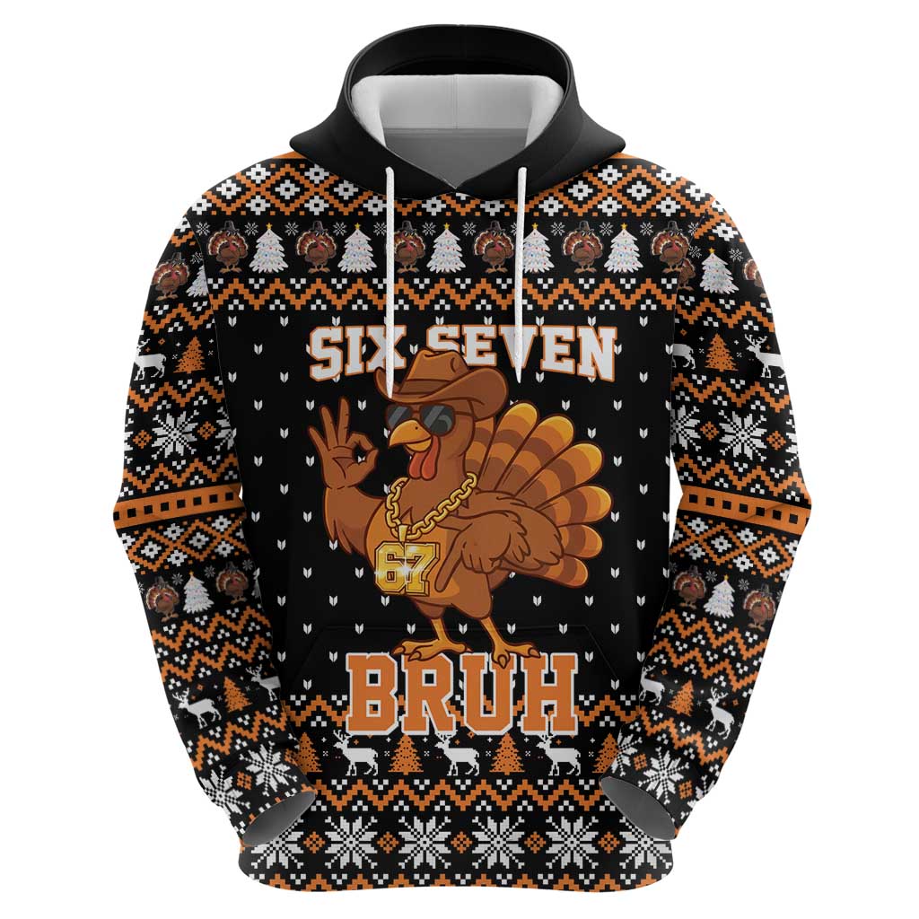 Thanksgiving Turkey Six Seven Bruh Zip Hoodie Meme Gen Alpha Slang - Wonder Print Shop