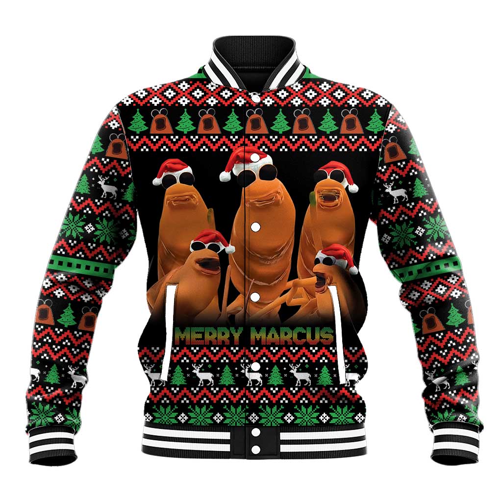 Marcus The Worm Christmas Baseball Jacket Funny Gen Alpha Meme Slang - Wonder Print Shop