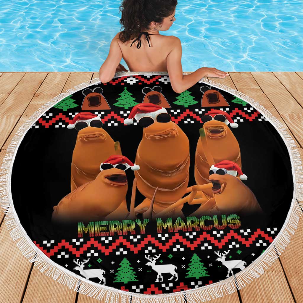 Marcus The Worm Christmas Beach Blanket Funny Gen Alpha Meme Slang - Wonder Print Shop