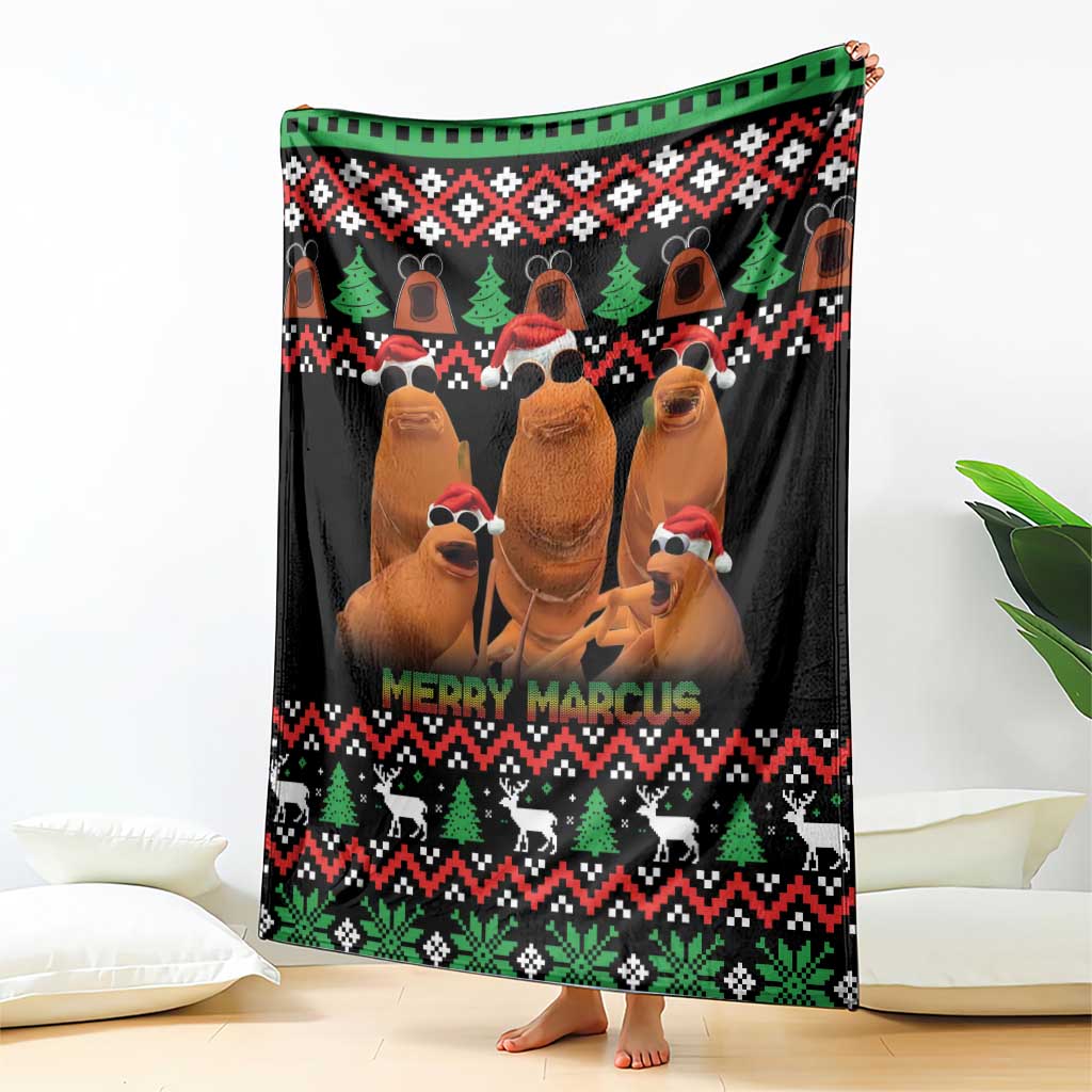 Marcus The Worm Christmas Blanket Funny Gen Alpha Meme Slang - Wonder Print Shop