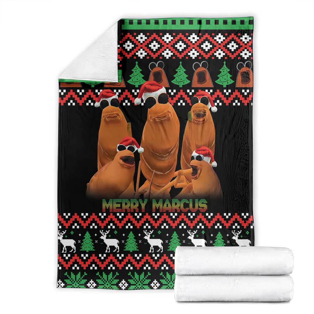 Marcus The Worm Christmas Blanket Funny Gen Alpha Meme Slang - Wonder Print Shop