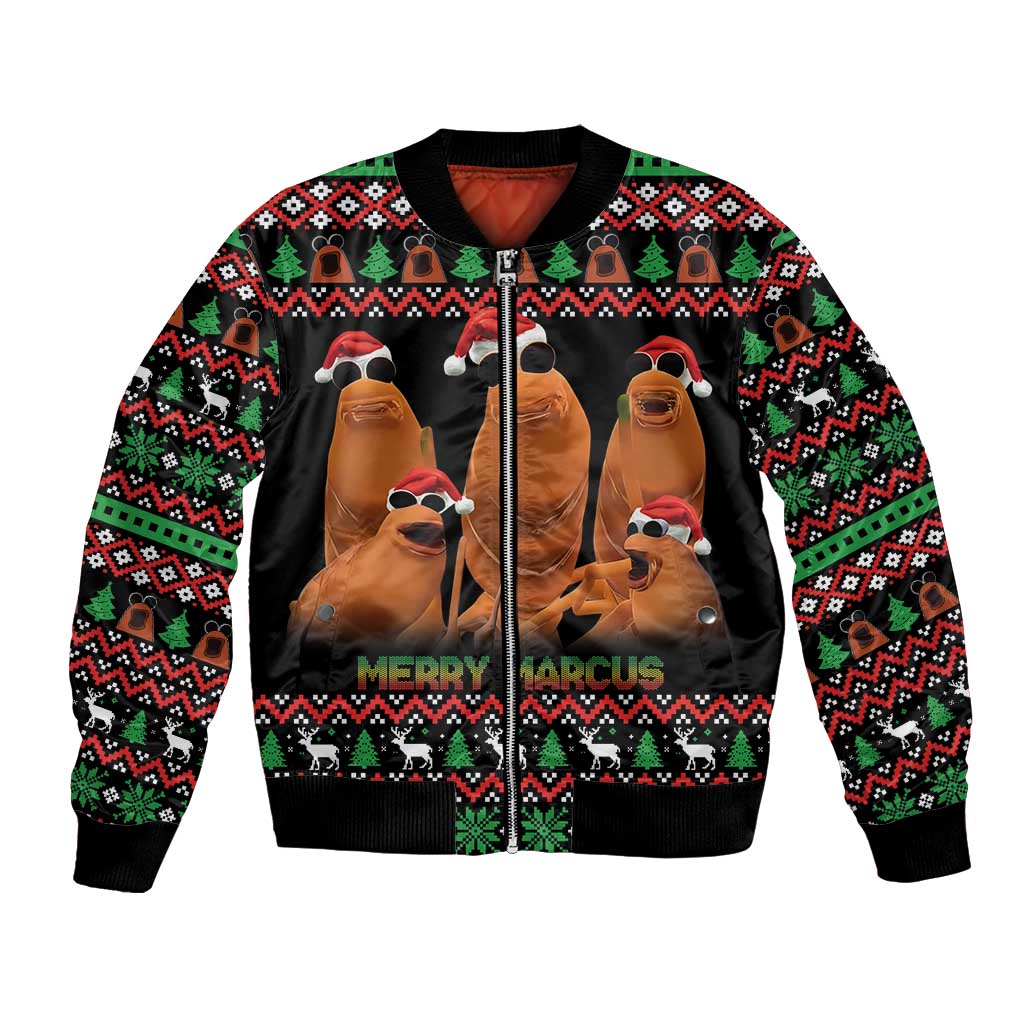 Marcus The Worm Christmas Bomber Jacket Funny Gen Alpha Meme Slang - Wonder Print Shop