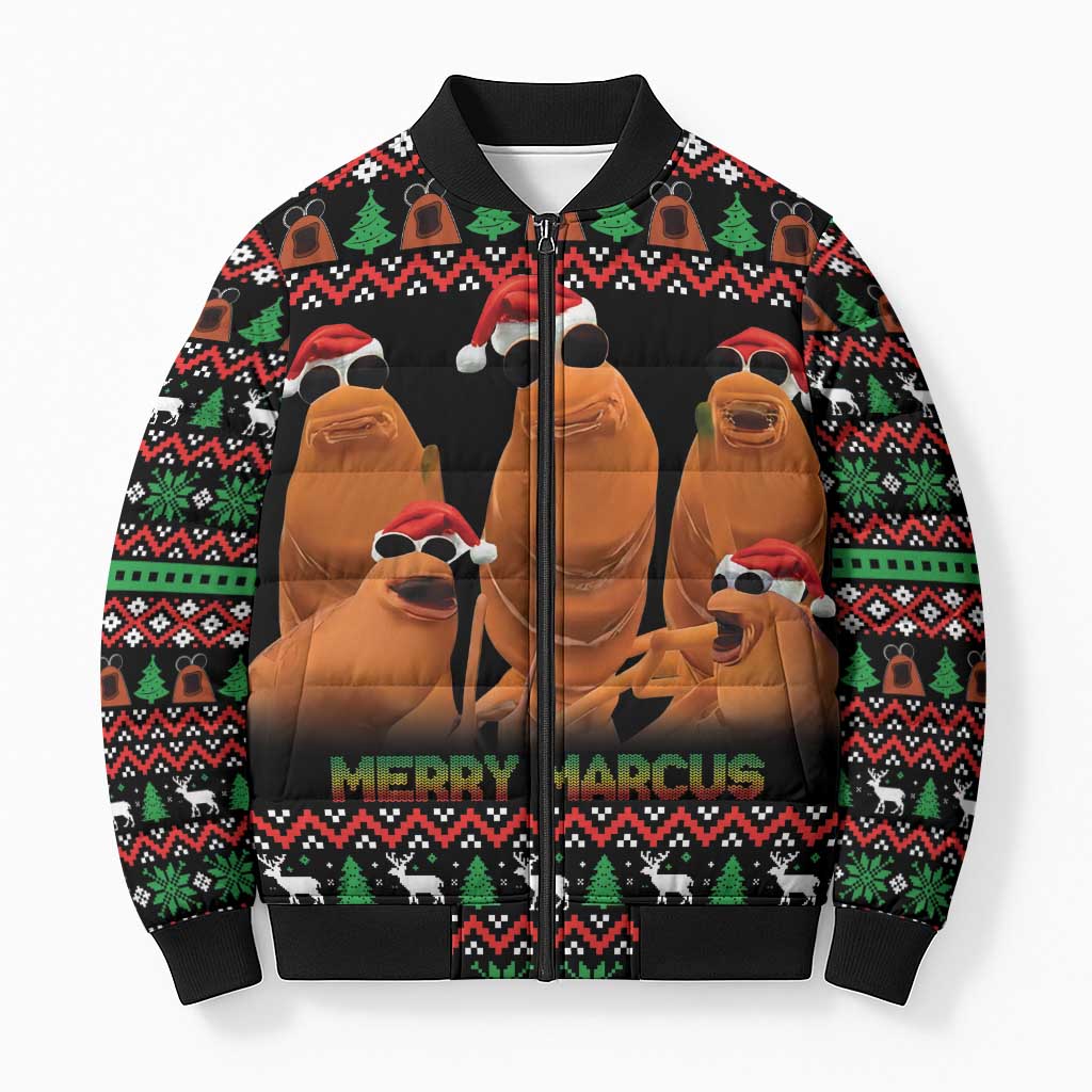 Marcus The Worm Christmas Bomber Puffer Jacket Funny Gen Alpha Meme Slang - Wonder Print Shop
