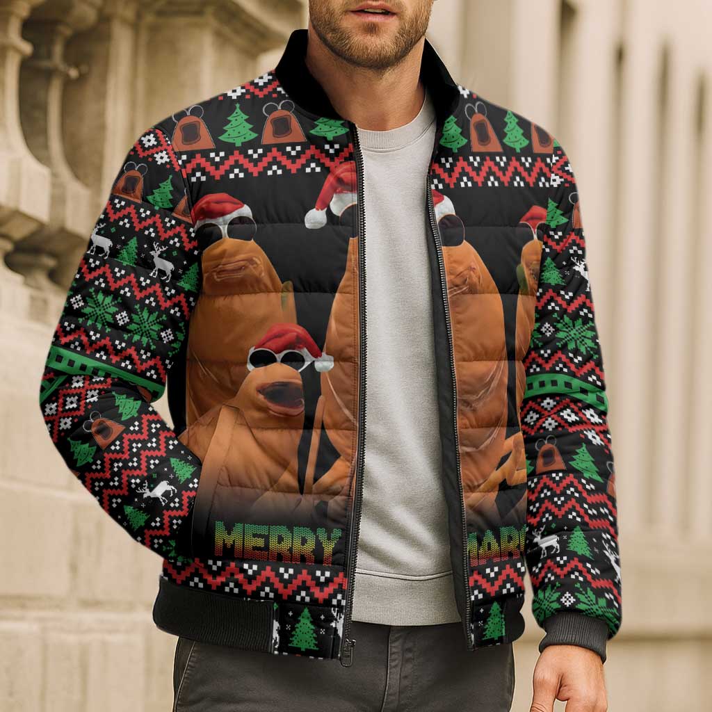Marcus The Worm Christmas Bomber Puffer Jacket Funny Gen Alpha Meme Slang - Wonder Print Shop