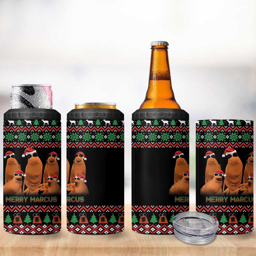Marcus The Worm Christmas 4 in 1 Can Cooler Tumbler Funny Gen Alpha Meme Slang - Wonder Print Shop