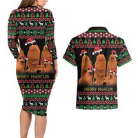 Marcus The Worm Christmas Couples Matching Long Sleeve Bodycon Dress and Hawaiian Shirt Funny Gen Alpha Meme Slang - Wonder Print Shop