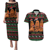 Marcus The Worm Christmas Couples Matching Puletasi and Hawaiian Shirt Funny Gen Alpha Meme Slang - Wonder Print Shop