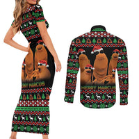 Marcus The Worm Christmas Couples Matching Short Sleeve Bodycon Dress and Long Sleeve Button Shirt Funny Gen Alpha Meme Slang - Wonder Print Shop