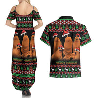 Marcus The Worm Christmas Couples Matching Summer Maxi Dress and Hawaiian Shirt Funny Gen Alpha Meme Slang - Wonder Print Shop
